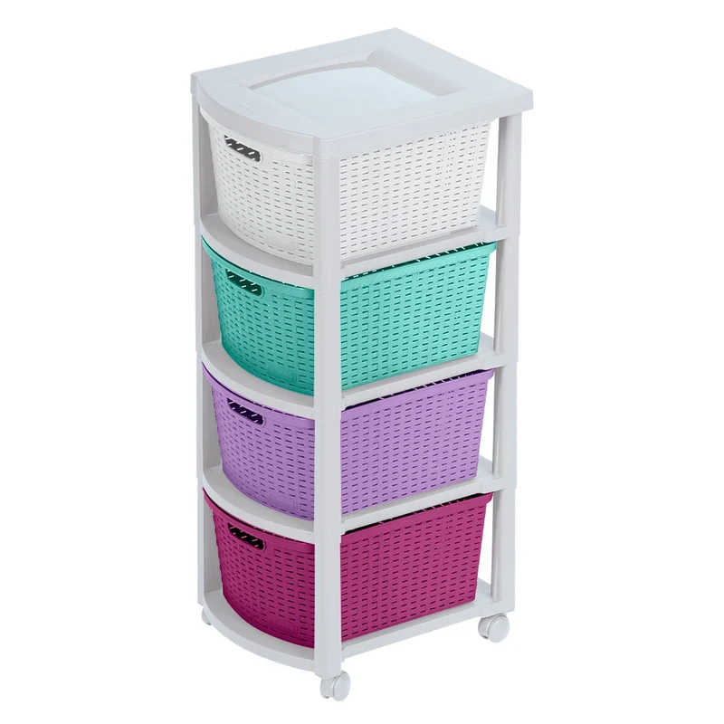 Cajonero Apariencia Rattan 4 Gavetas Altas Tricolor Niña