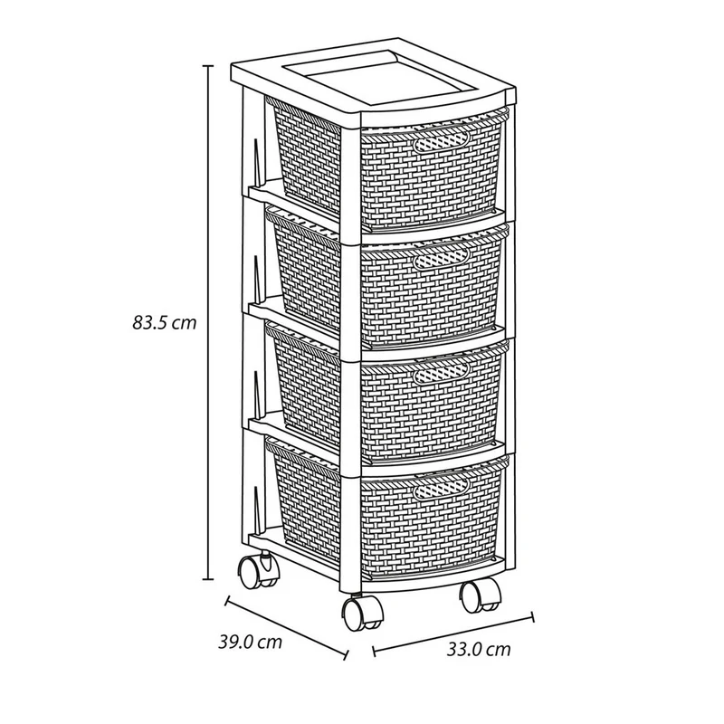 Cajonero Apariencia Rattan 4 Gavetas Altas Taupe
