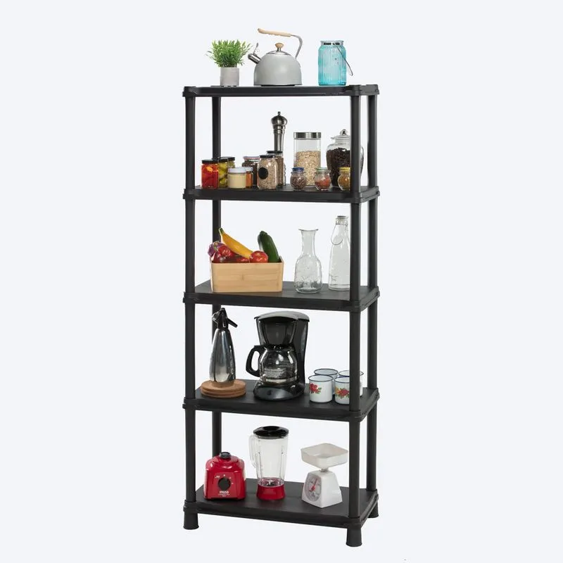 Estante Multifuncional de 5 Niveles Sólido 15" Negro