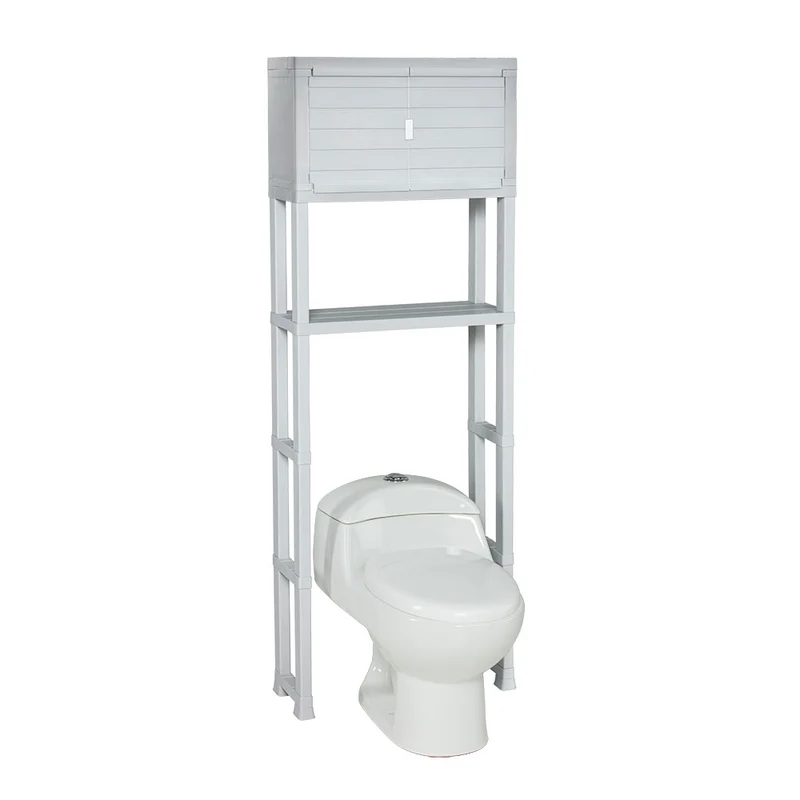 Estante Organizador con Puertas para Baño Gris Hielo