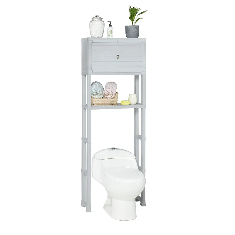 Estante Organizador con Puertas para Baño Gris Hielo