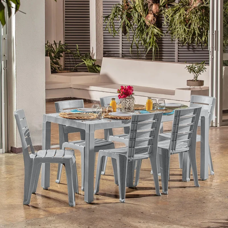 Combo Comedor Familiar Barú (1 Mesa + 6 Sillas sin Brazos) Taupe