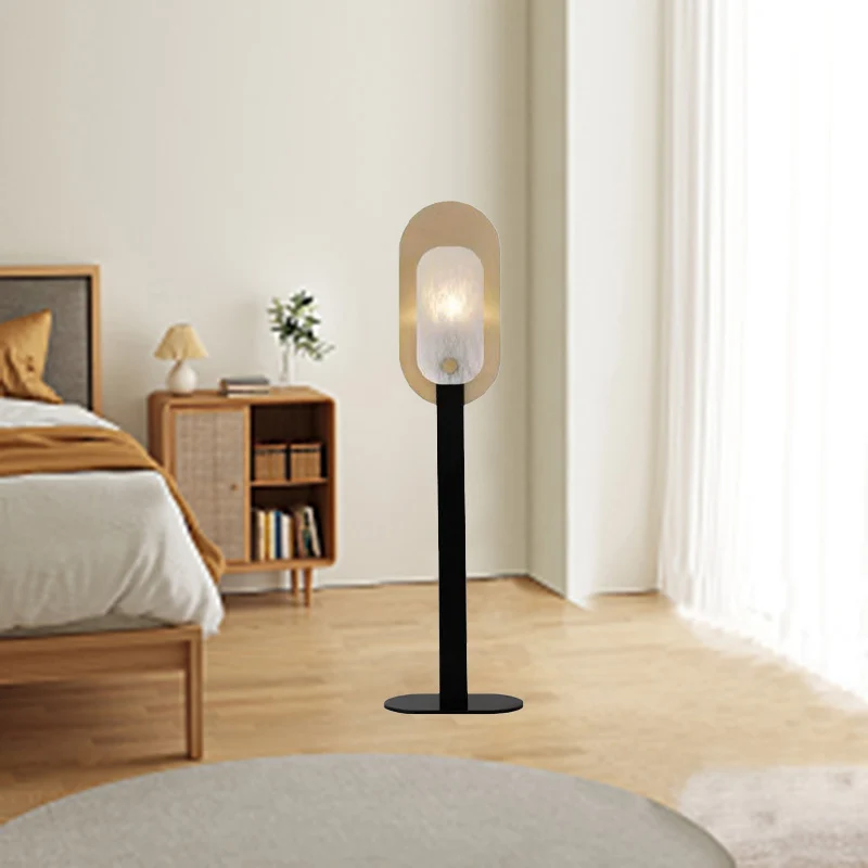 Contemporary Scandinavian Round Oval Iron Marble 1-Light Standing Floor Lamp For Living Room