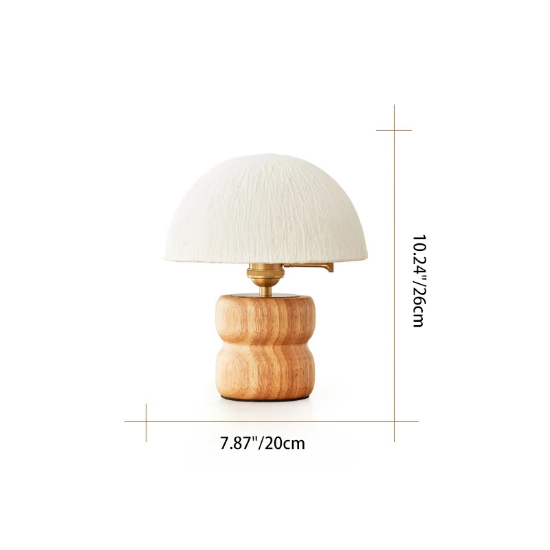 Traditional Japanese Umbrella Rice Paper Lampshade Rubberwood Base Copper 1 - Light Table Lamp For Bedroom