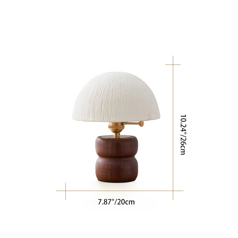 Traditional Japanese Umbrella Rice Paper Lampshade Rubberwood Base Copper 1 - Light Table Lamp For Bedroom