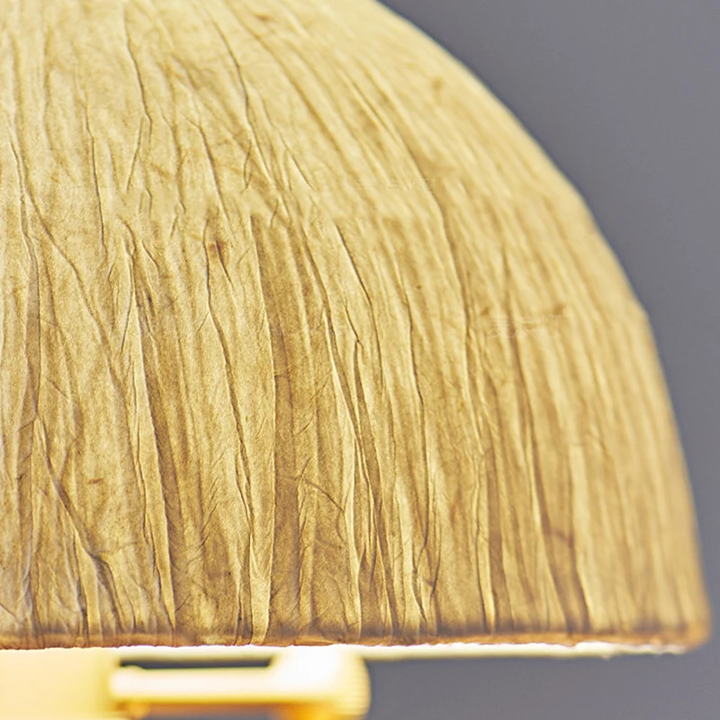 Traditional Japanese Umbrella Rice Paper Lampshade Rubberwood Base Copper 1 - Light Table Lamp For Bedroom
