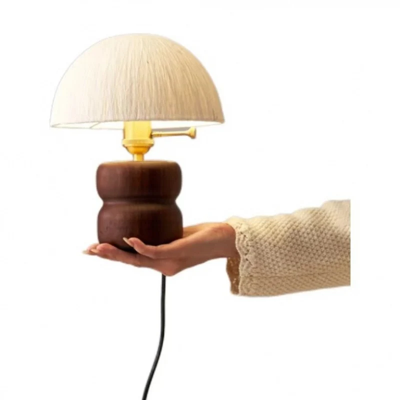 Traditional Japanese Umbrella Rice Paper Lampshade Rubberwood Base Copper 1 - Light Table Lamp For Bedroom