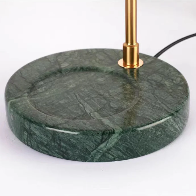 Contemporary Scandinavian Bellflower Disc Base Marble Iron Glass 1-Light Melting Wax Table Lamp For Bedroom