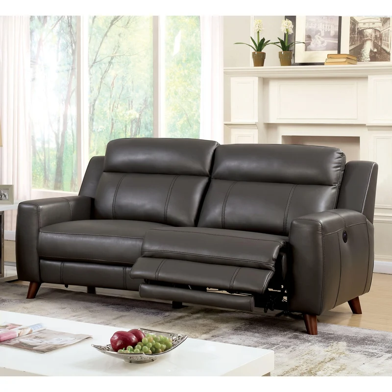 Furniture of America Rosalynn Power Reclining Leatherette Sofa CM6804-SF