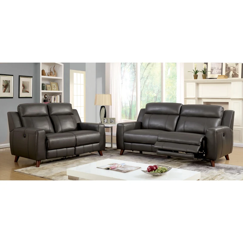 Furniture of America Rosalynn Power Reclining Leatherette Sofa CM6804-SF