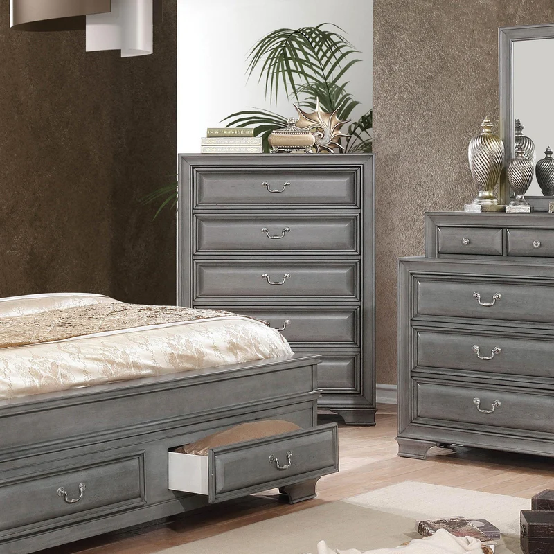 Furniture of America Brandt 5-Drawer Chest CM7302GY-C