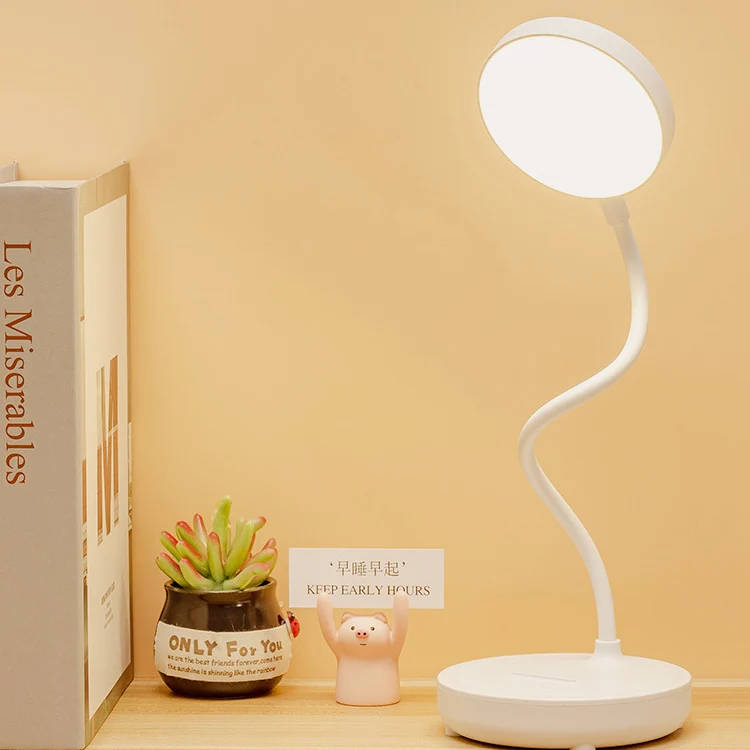 Modern Minimalist Portable Round Plastic USB LED Table Lamp For Study