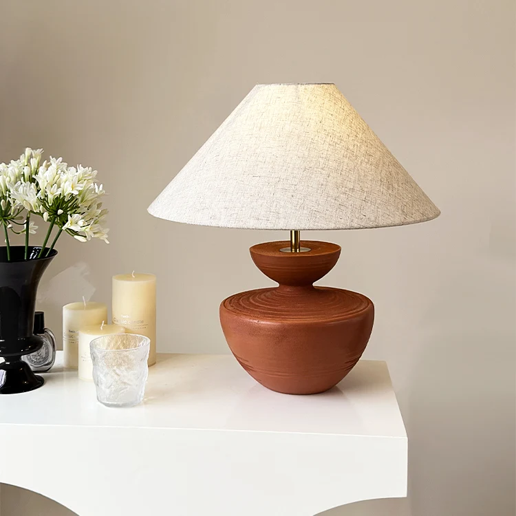 Traditional French Table Lamp – 1-Light Frustum Cone Design in Resin & Fabric for Bedroom