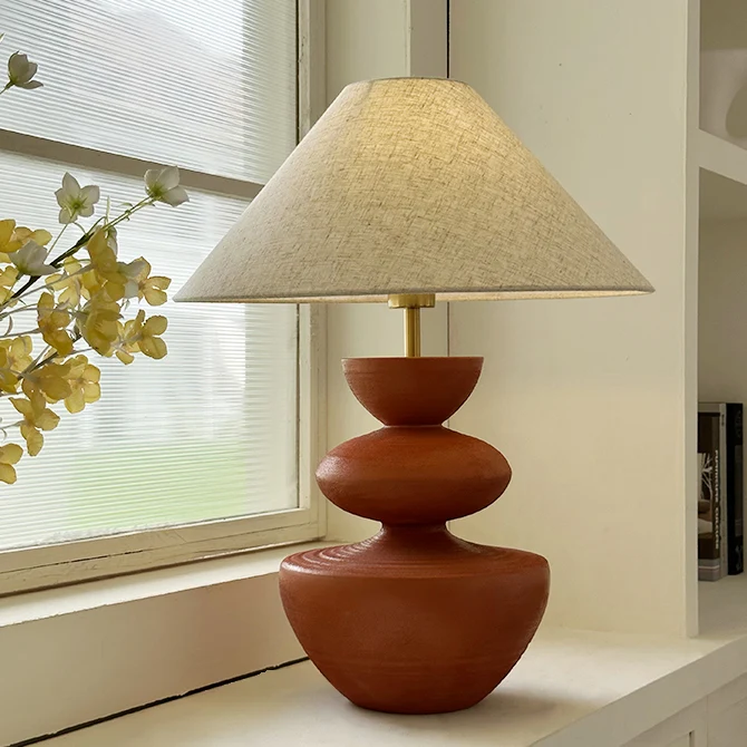 Traditional French Table Lamp – 1-Light Frustum Cone Design in Resin & Fabric for Bedroom