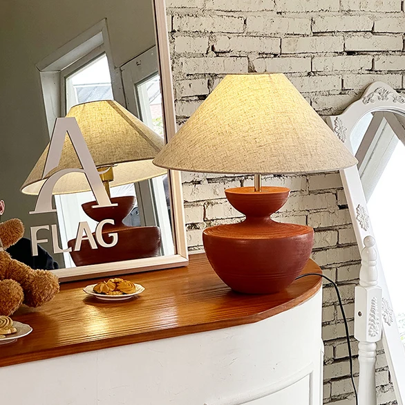 Traditional French Table Lamp – 1-Light Frustum Cone Design in Resin & Fabric for Bedroom