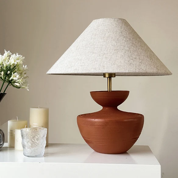 Traditional French Table Lamp – 1-Light Frustum Cone Design in Resin & Fabric for Bedroom