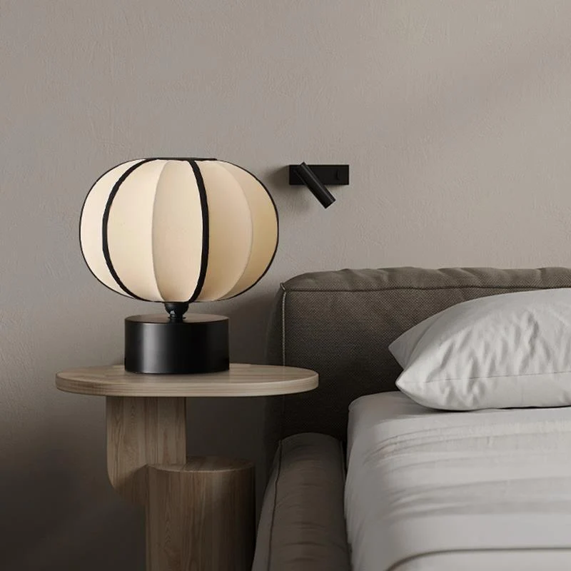 Contemporary Scandinavian LED Table Lamp – Globe Design in Iron & Fabric for Bedroom