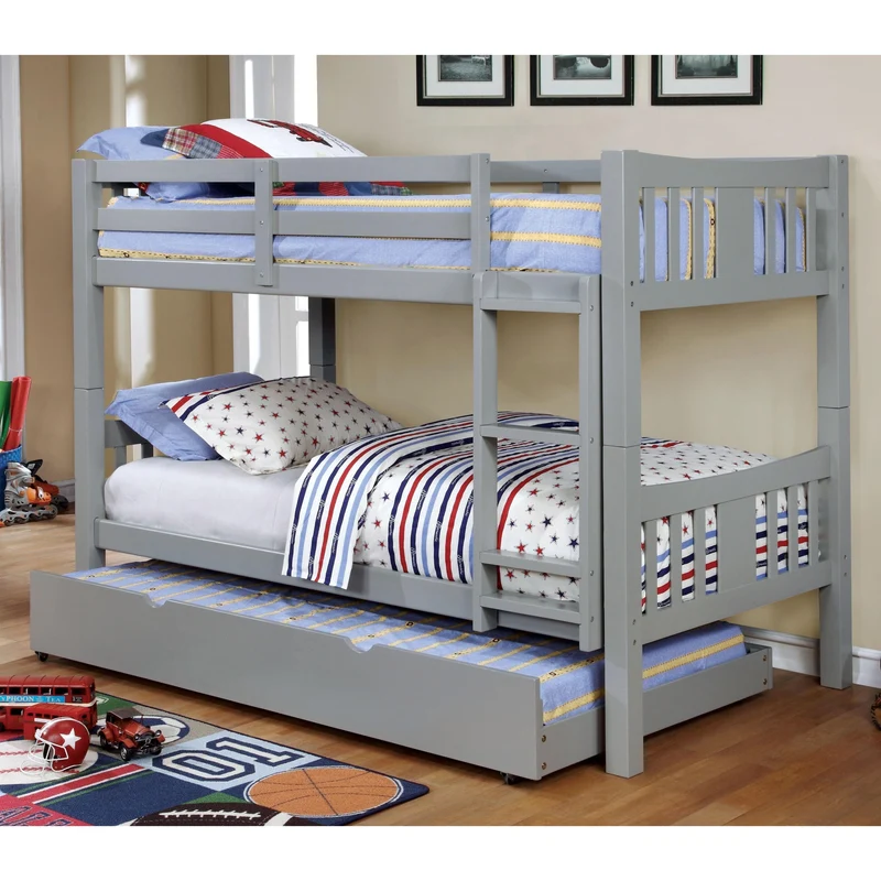 Furniture of America Cameron CM-BK929GY Twin/Twin Bunk Bed, Gray