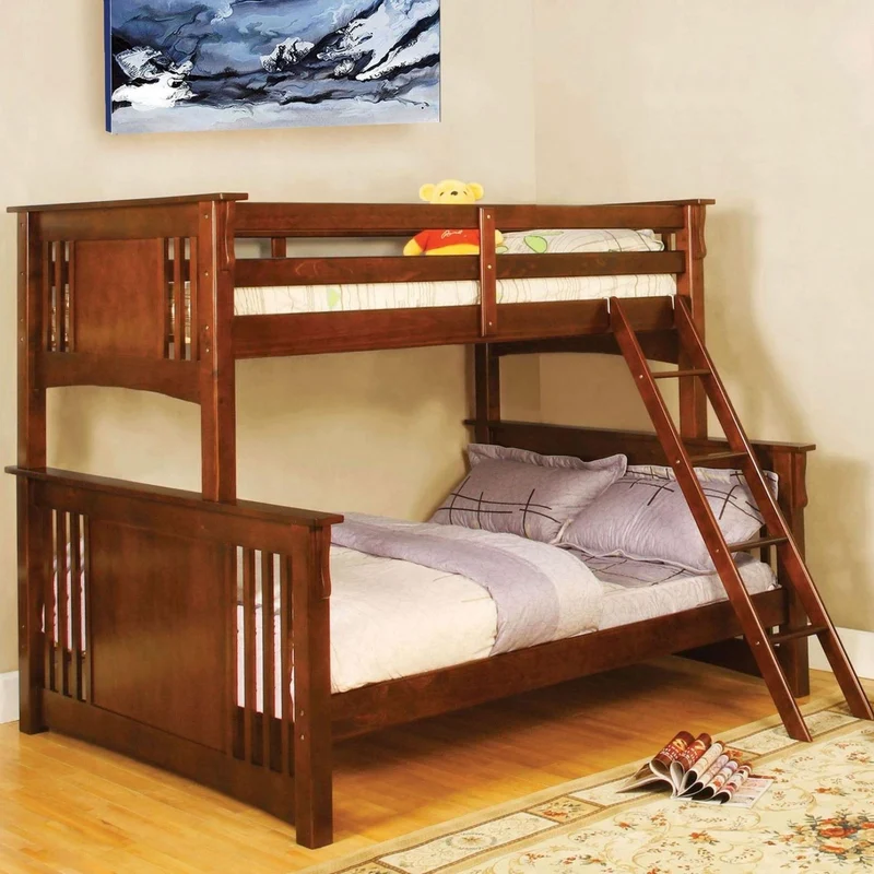 Furniture of America Spring Creek CM-BK602F-OAK Twin/Full Bunk Bed