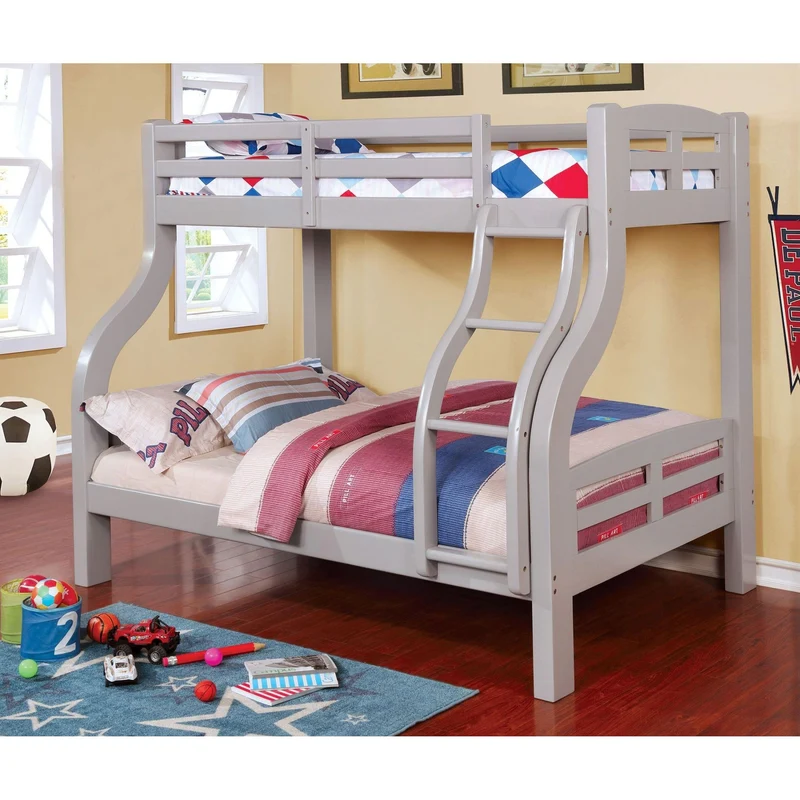 Furniture of America Solpine CM-BK618GY Twin/Full Bunk Bed