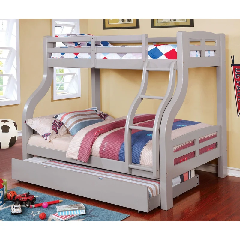 Furniture of America Solpine CM-BK618GY Twin/Full Bunk Bed