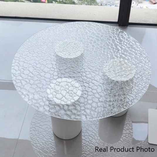 Modern Minimalist Round Column Sintered Stone Glass Steel Frame End Table 1-Tier For Living Room