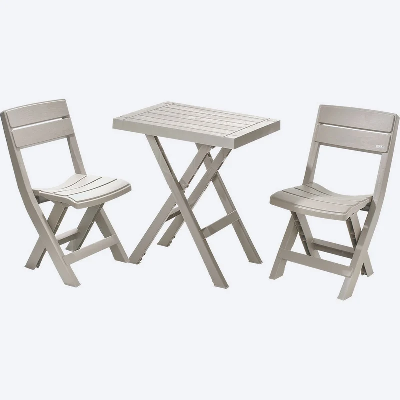 Combo Plegable Barú (Mesa Rectangular + 2 Sillas) Taupe