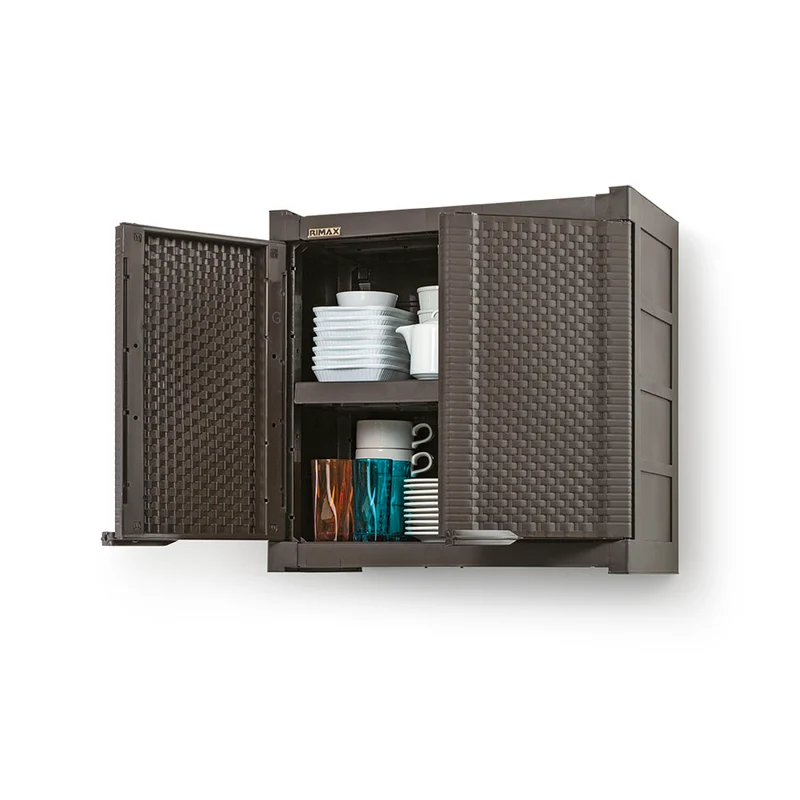 Armario Gabinete Doble Apariencia Rattan Wengue