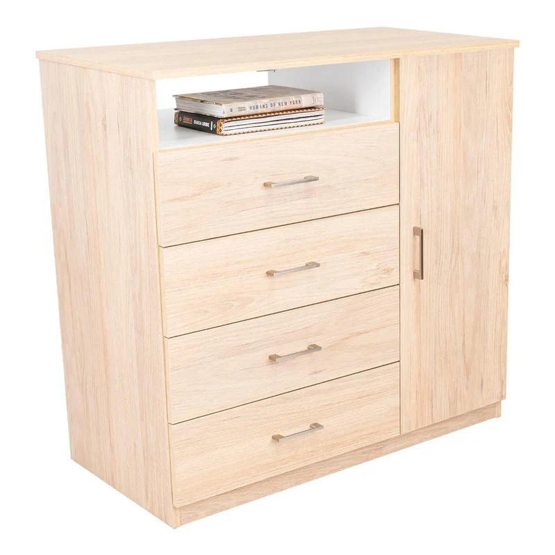 Organizador Barlovento, Beige y Blanco, con Cuatro Cajones y una Puerta