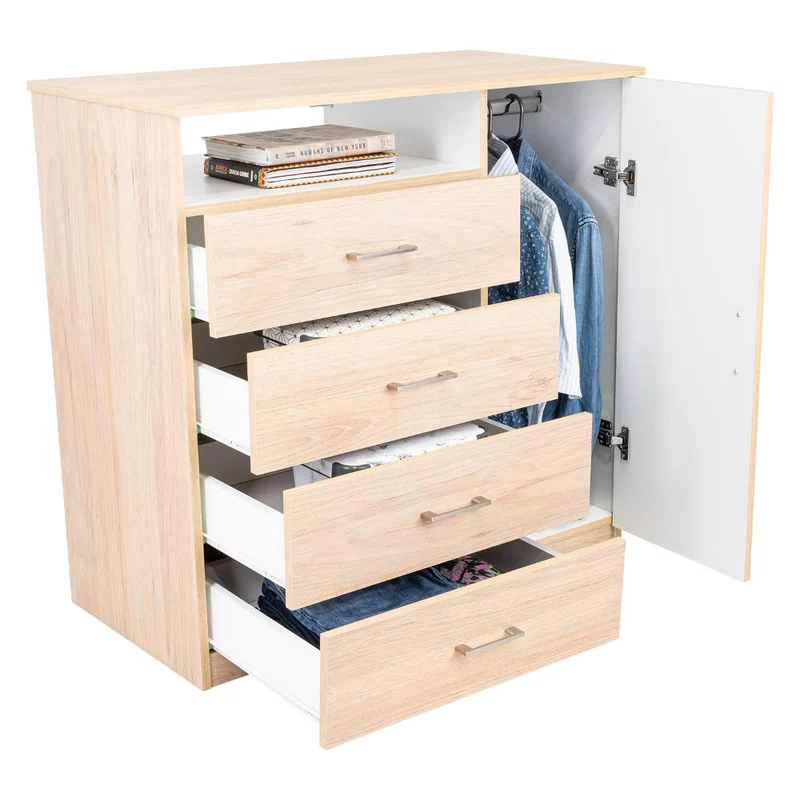 Organizador Barlovento, Beige y Blanco, con Cuatro Cajones y una Puerta