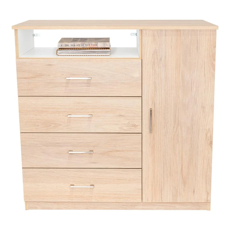 Organizador Barlovento, Beige y Blanco, con Cuatro Cajones y una Puerta