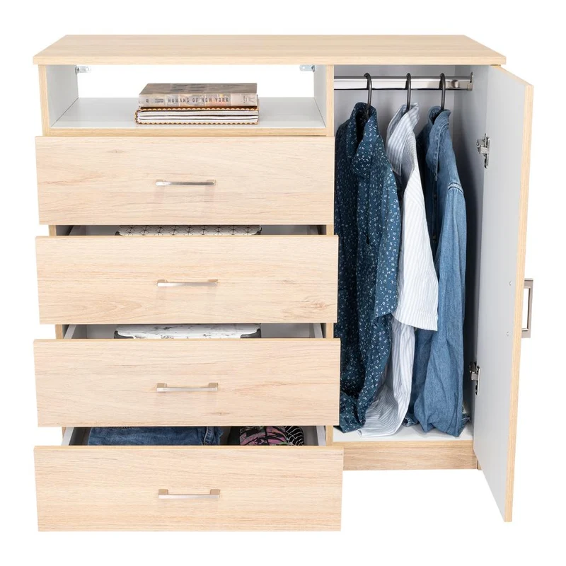Organizador Barlovento, Beige y Blanco, con Cuatro Cajones y una Puerta