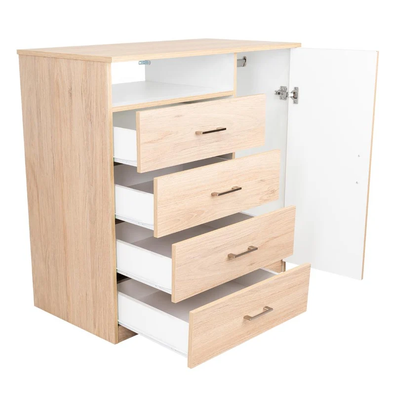 Organizador Barlovento, Beige y Blanco, con Cuatro Cajones y una Puerta