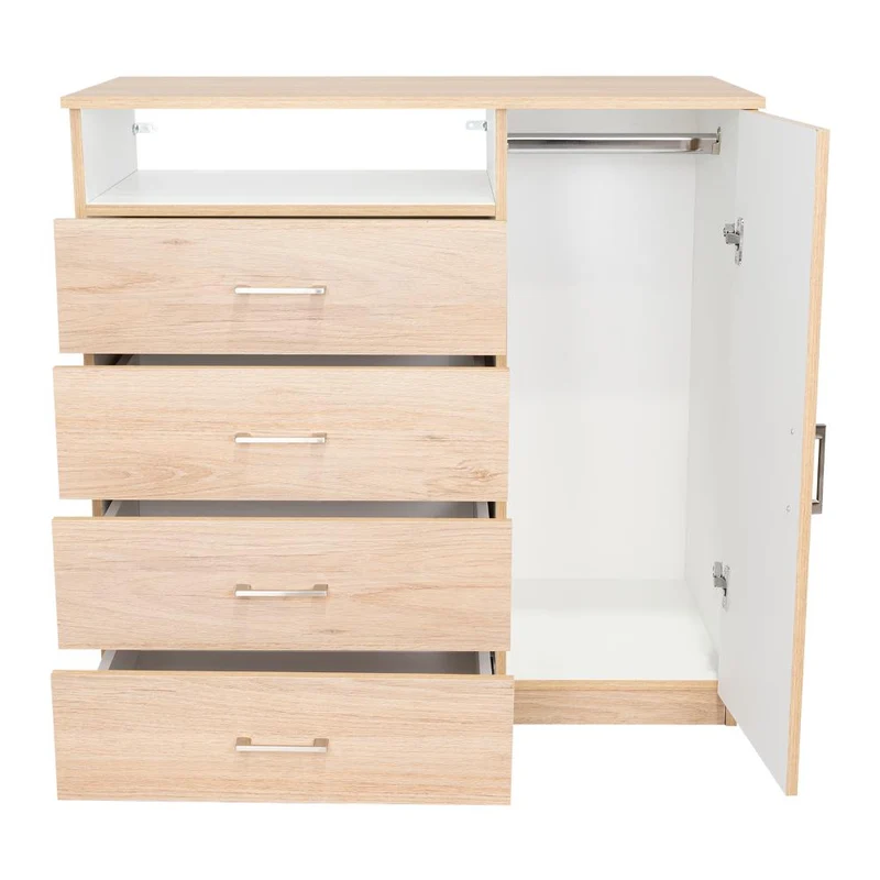 Organizador Barlovento, Beige y Blanco, con Cuatro Cajones y una Puerta