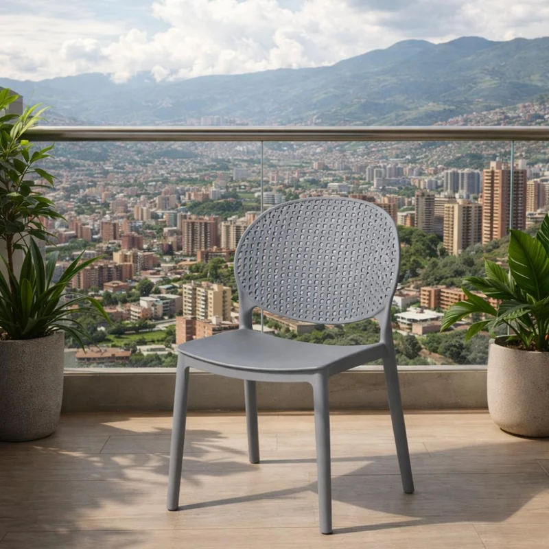 Silla Florida, Color Gris Oscuro, con Espaldar y Diseño Moderno