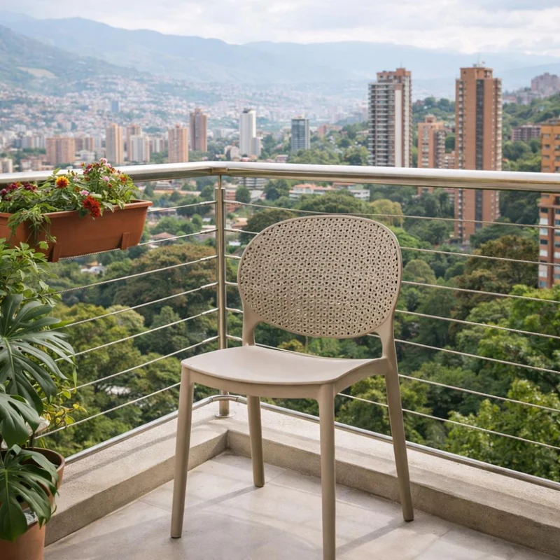 Silla Florida, Color Taupe, con Espaldar y Diseño Moderno