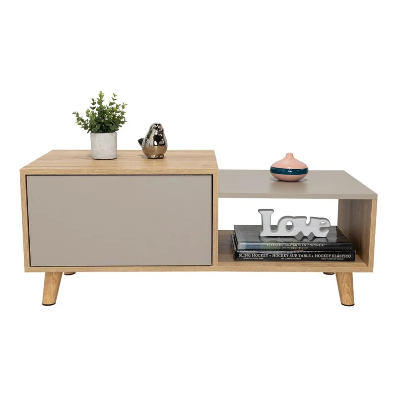 Mesa de Centro Trueno, Café Claro y Cocoa, con Amplio Espacio Ideal para Ubicar Decoraciones