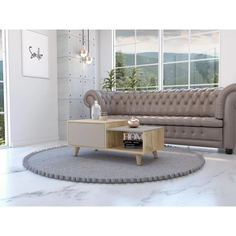 Mesa de Centro Trueno, Café Claro y Cocoa, con Amplio Espacio Ideal para Ubicar Decoraciones