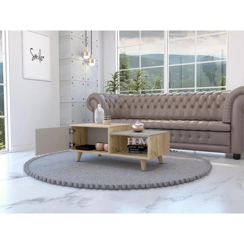 Mesa de Centro Trueno, Café Claro y Cocoa, con Amplio Espacio Ideal para Ubicar Decoraciones