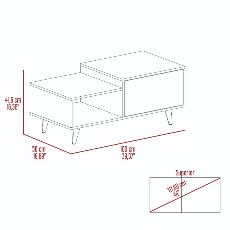 Mesa de Centro Trueno, Café Claro y Cocoa, con Amplio Espacio Ideal para Ubicar Decoraciones