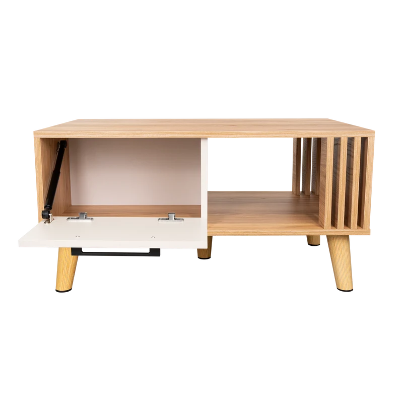 Mesa de Centro Vanez II, Capri y Fresno Europeo, Fácil de Armar
