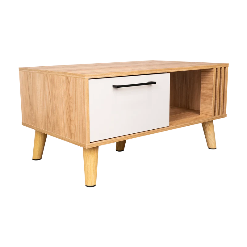 Mesa de Centro Vanez II, Capri y Fresno Europeo, Fácil de Armar
