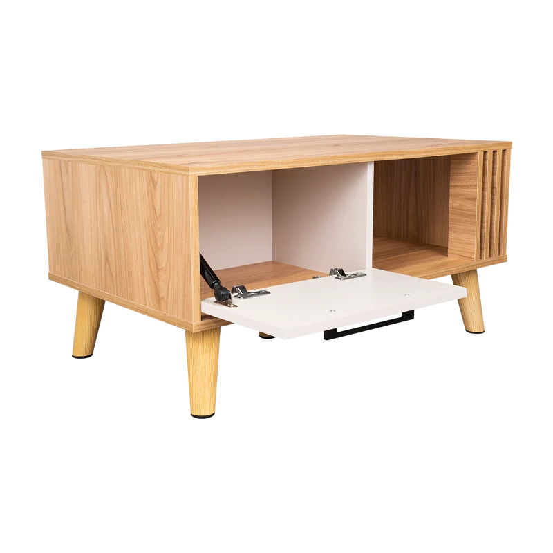 Mesa de Centro Vanez II, Capri y Fresno Europeo, Fácil de Armar