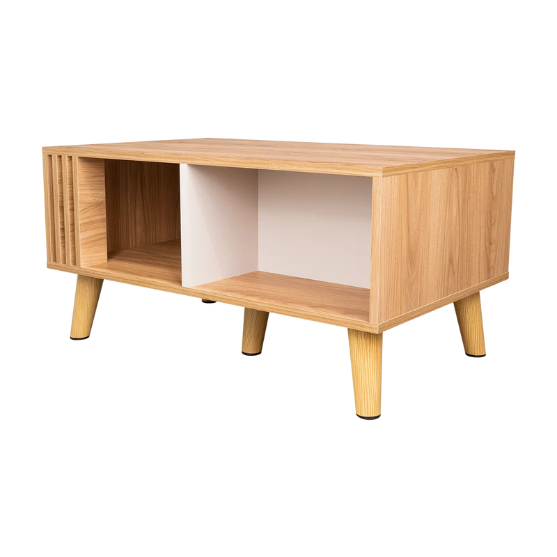 Mesa de Centro Vanez II, Capri y Fresno Europeo, Fácil de Armar