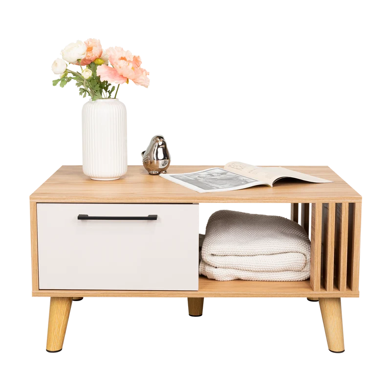 Mesa de Centro Vanez II, Capri y Fresno Europeo, Fácil de Armar