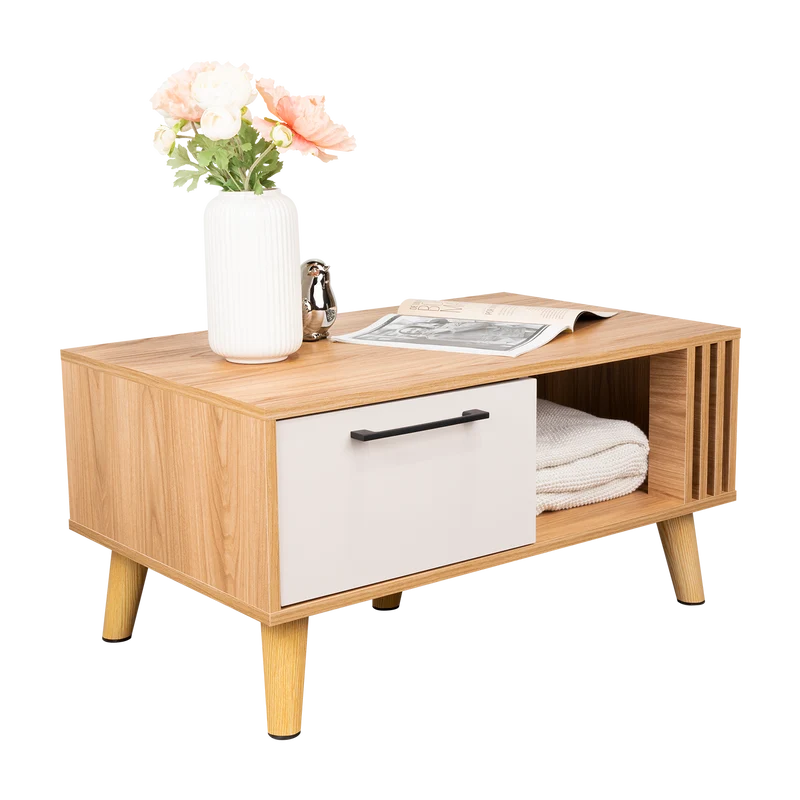Mesa de Centro Vanez II, Capri y Fresno Europeo, Fácil de Armar