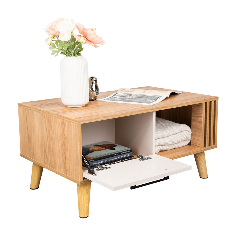 Mesa de Centro Vanez II, Capri y Fresno Europeo, Fácil de Armar