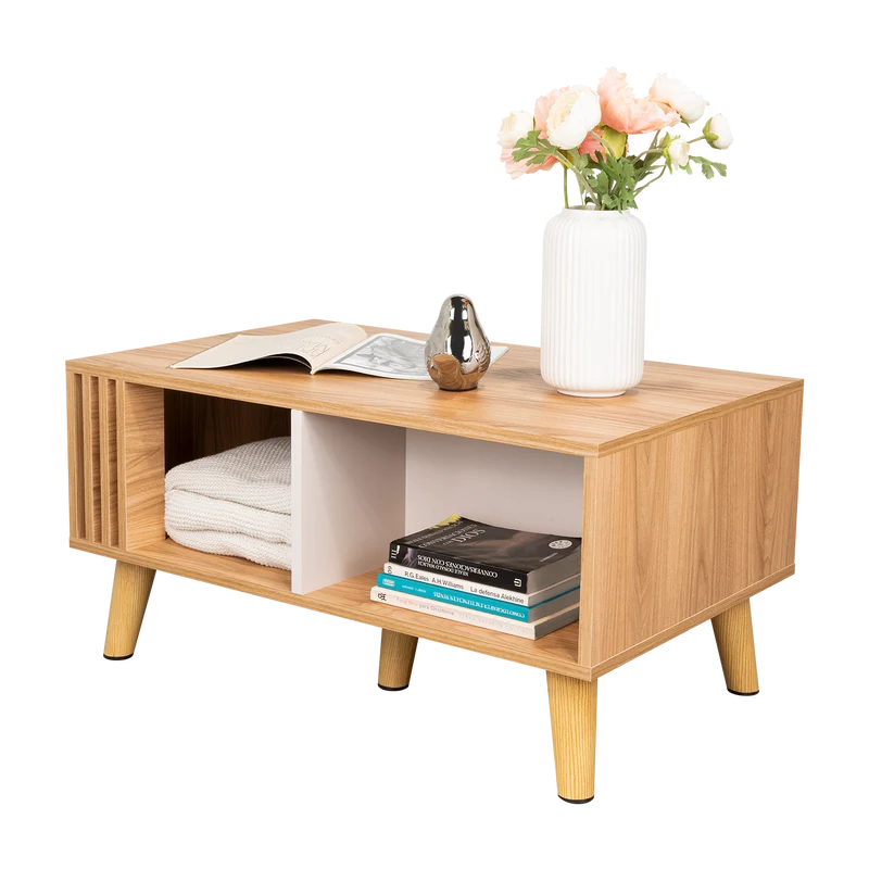 Mesa de Centro Vanez II, Capri y Fresno Europeo, Fácil de Armar