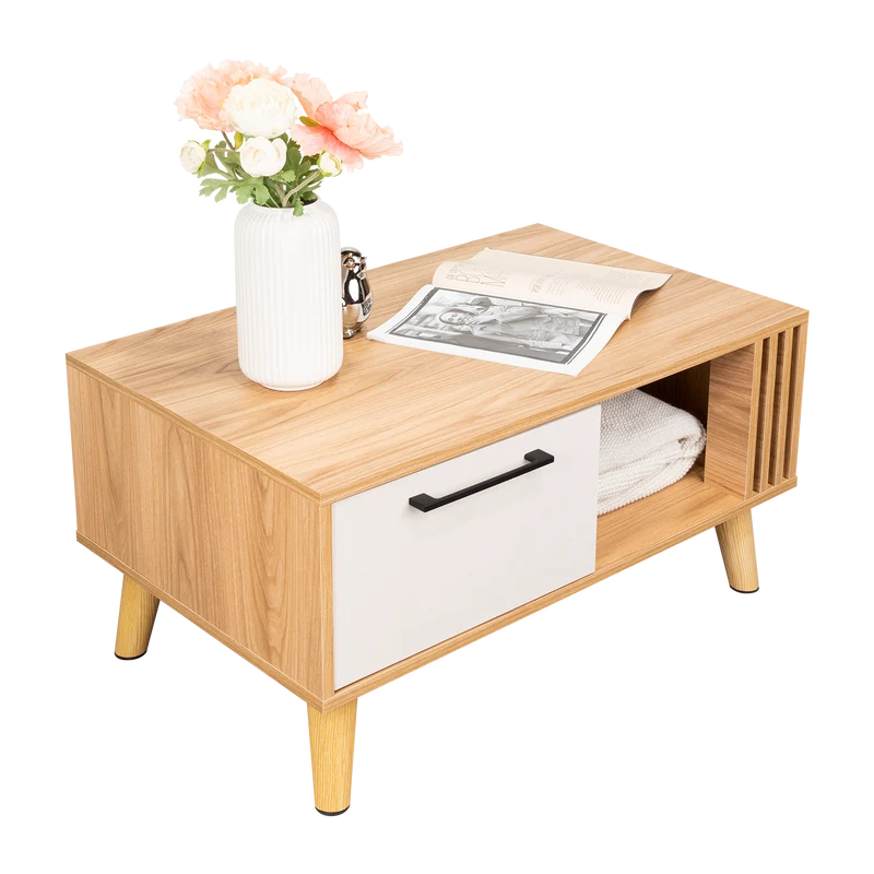 Mesa de Centro Vanez II, Capri y Fresno Europeo, Fácil de Armar