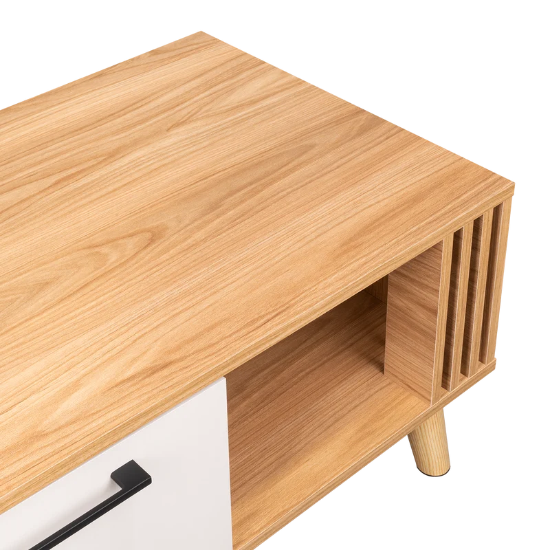 Mesa de Centro Vanez II, Capri y Fresno Europeo, Fácil de Armar